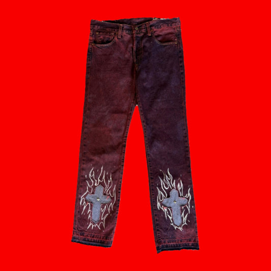PURPLE FLAME DENIM JEANS 1 OF 1