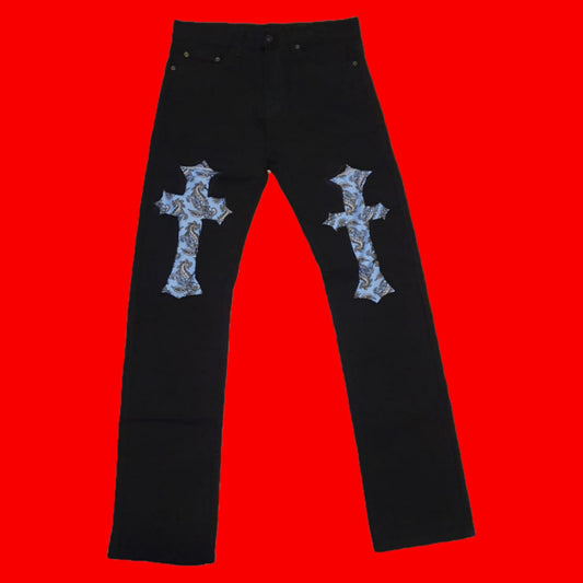 BLUE BANDANA DENIM JEANS